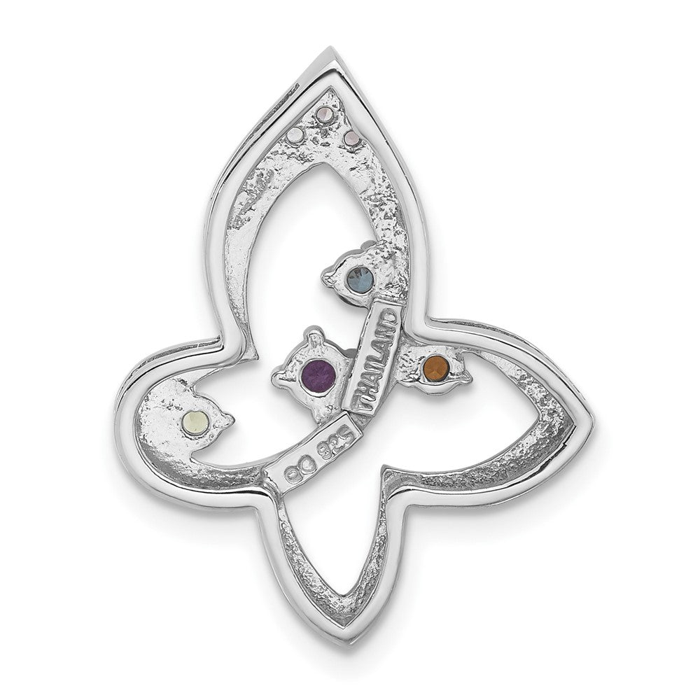 Sterlingsilber Rhodiniert Regenbogen Multi-gemstone Schmetterling Kette Anhänger