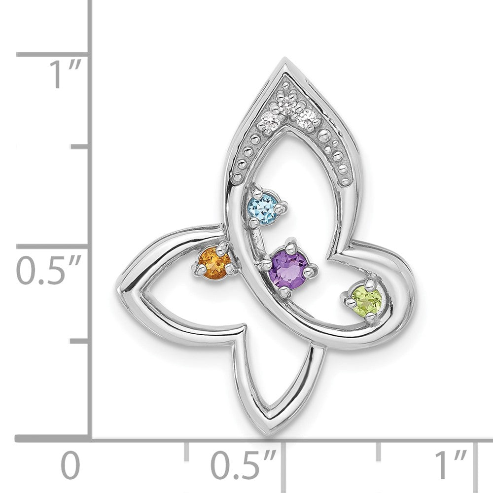 Sterlingsilber Rhodiniert Regenbogen Multi-gemstone Schmetterling Kette Anhänger