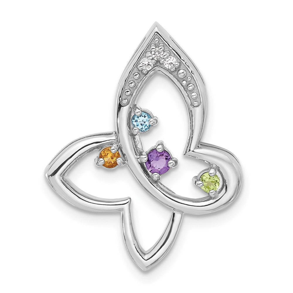 Sterlingsilber Rhodiniert Regenbogen Multi-gemstone Schmetterling Kette Anhänger