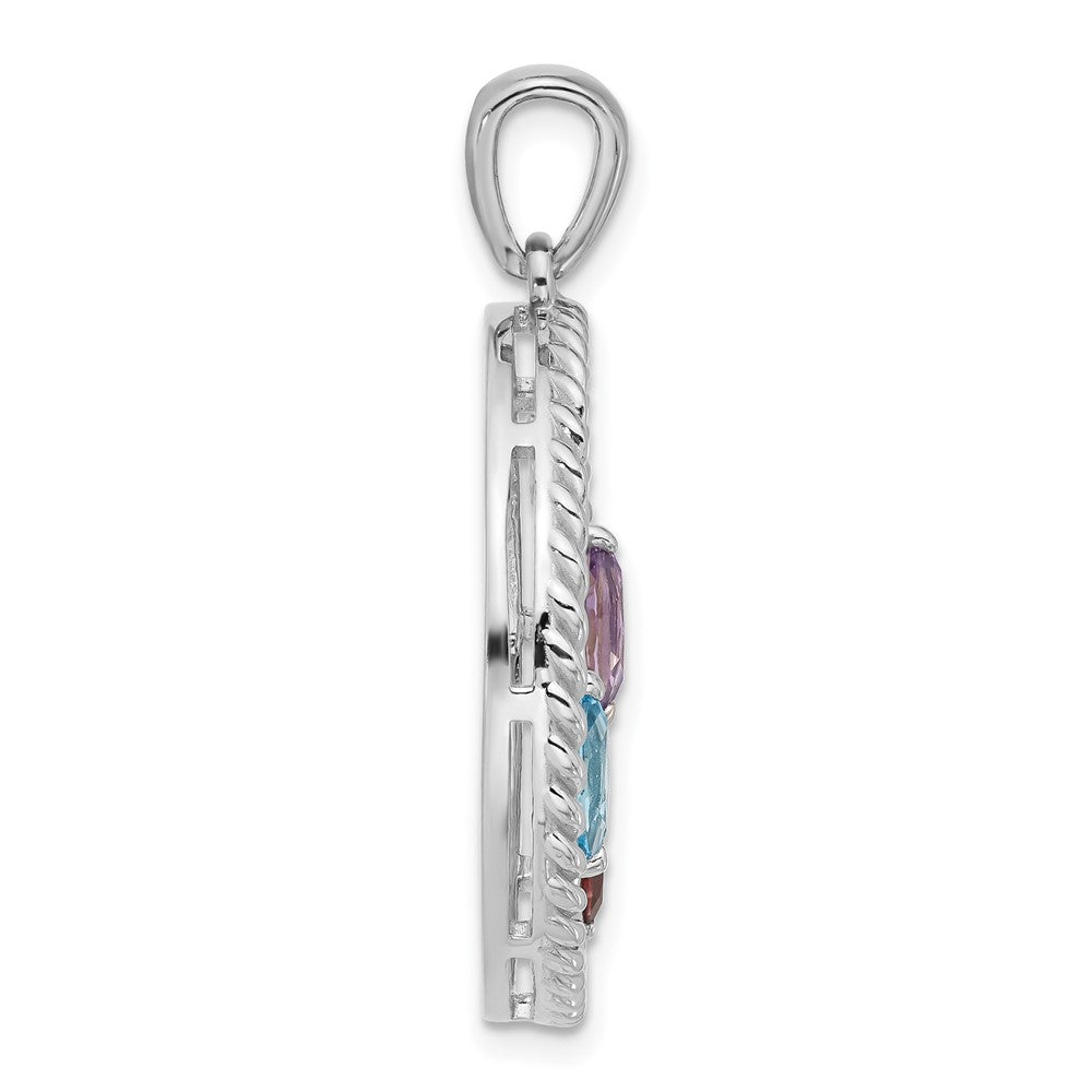 Sterlingsilber Rhodiniert Regenbogen Multi-gemstone Anhänger