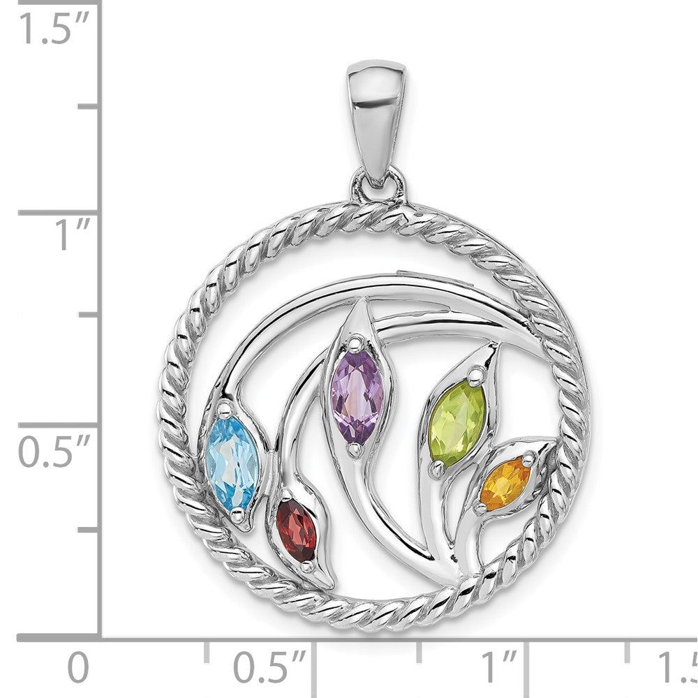Sterlingsilber Rhodiniert Regenbogen Multi-gemstone Anhänger