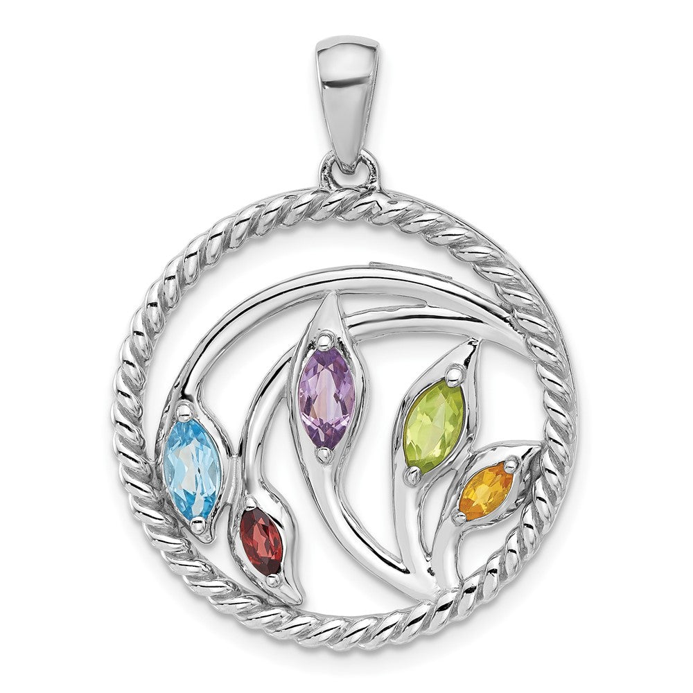 Sterlingsilber Rhodiniert Regenbogen Multi-gemstone Anhänger