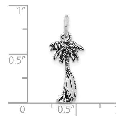 Sterlingsilber Rhodiniert Antikisiert Palme Baum & Surfboard Anhänger
