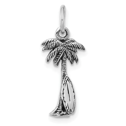Sterlingsilber Rhodiniert Antikisiert Palme Baum & Surfboard Anhänger