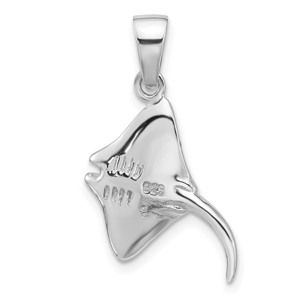 Sterlingsilber Rhodiniert Poliert Blau Emaille Stingray Anhänger