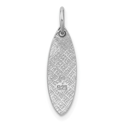 Sterlingsilber Rhodiniert Poliert Blau Emaille Schildkröte Surfboard Anhänger