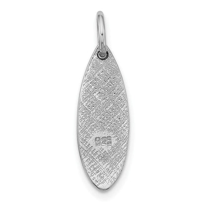 Sterlingsilber Rhodiniert Poliert Emaille Aloha Surfboard Anhänger