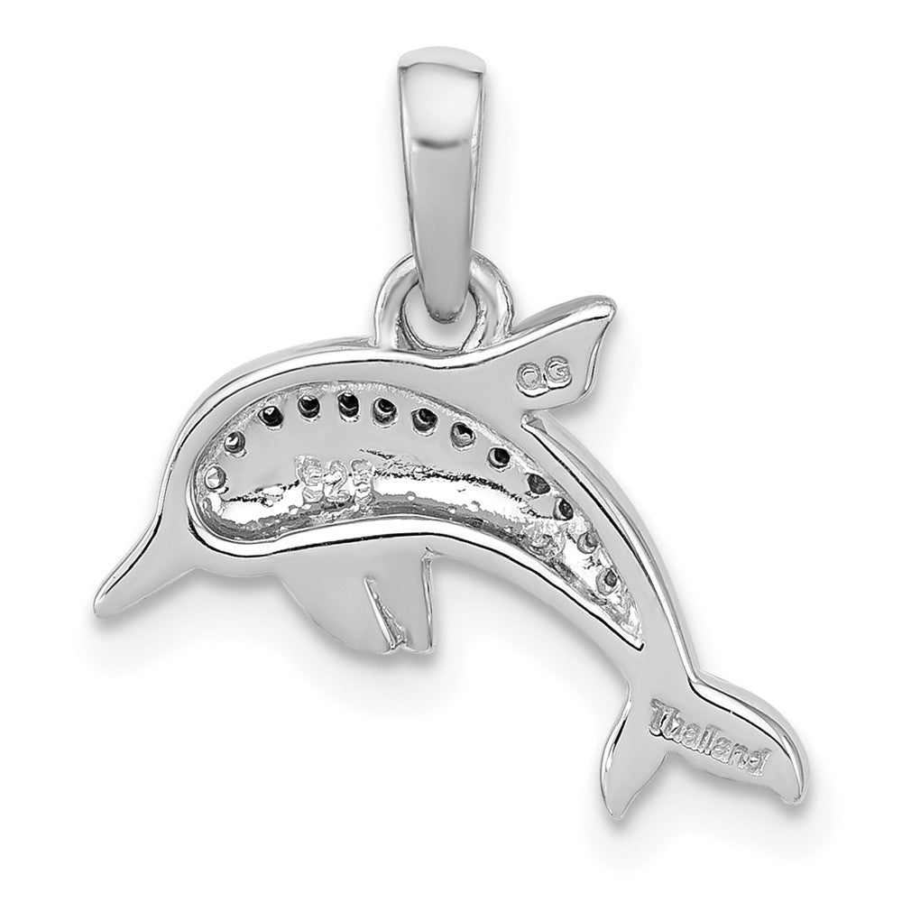 Sterlingsilber Rhodiniert Poliert Zirkonia Delfin Anhänger