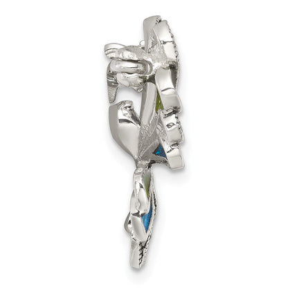 Sterlingsilber Antikisiert Markasit und Grün/blue Epoxid Schmetterling Brosche
