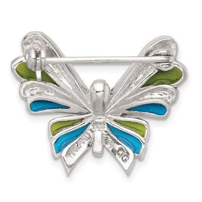 Sterlingsilber Antikisiert Markasit und Grün/blue Epoxid Schmetterling Brosche