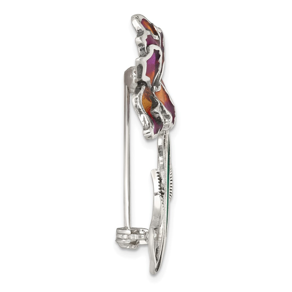 Sterlingsilber Antikisiert Markasit Lila/yellow Epoxid Iris Blumen Brosche