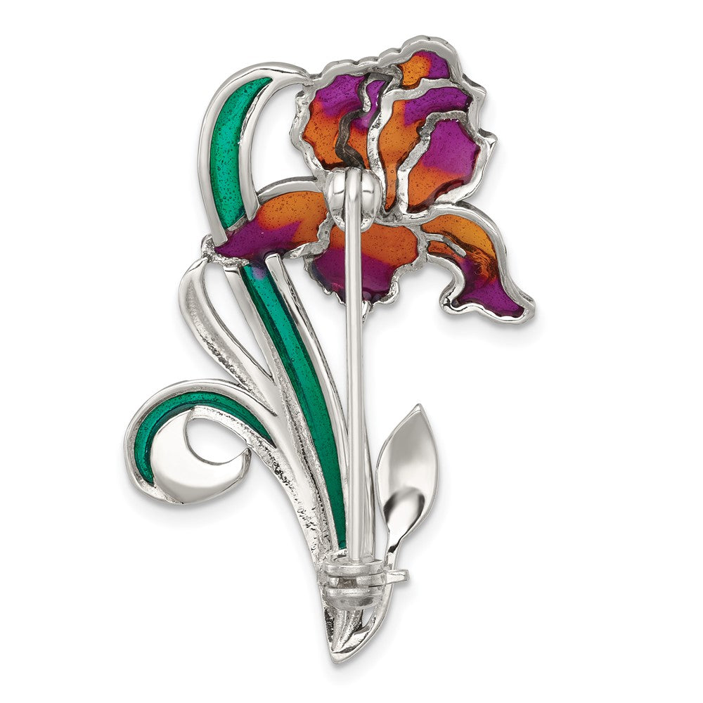 Sterlingsilber Antikisiert Markasit Lila/yellow Epoxid Iris Blumen Brosche
