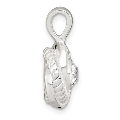 Sterlingsilber Poliert und Strukturiert Zirkonia Knoten Anhänger