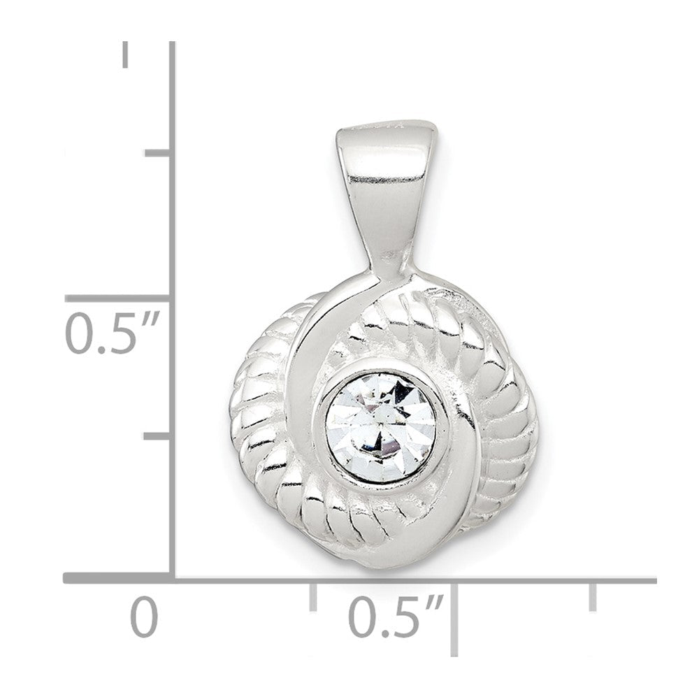 Sterlingsilber Poliert und Strukturiert Zirkonia Knoten Anhänger