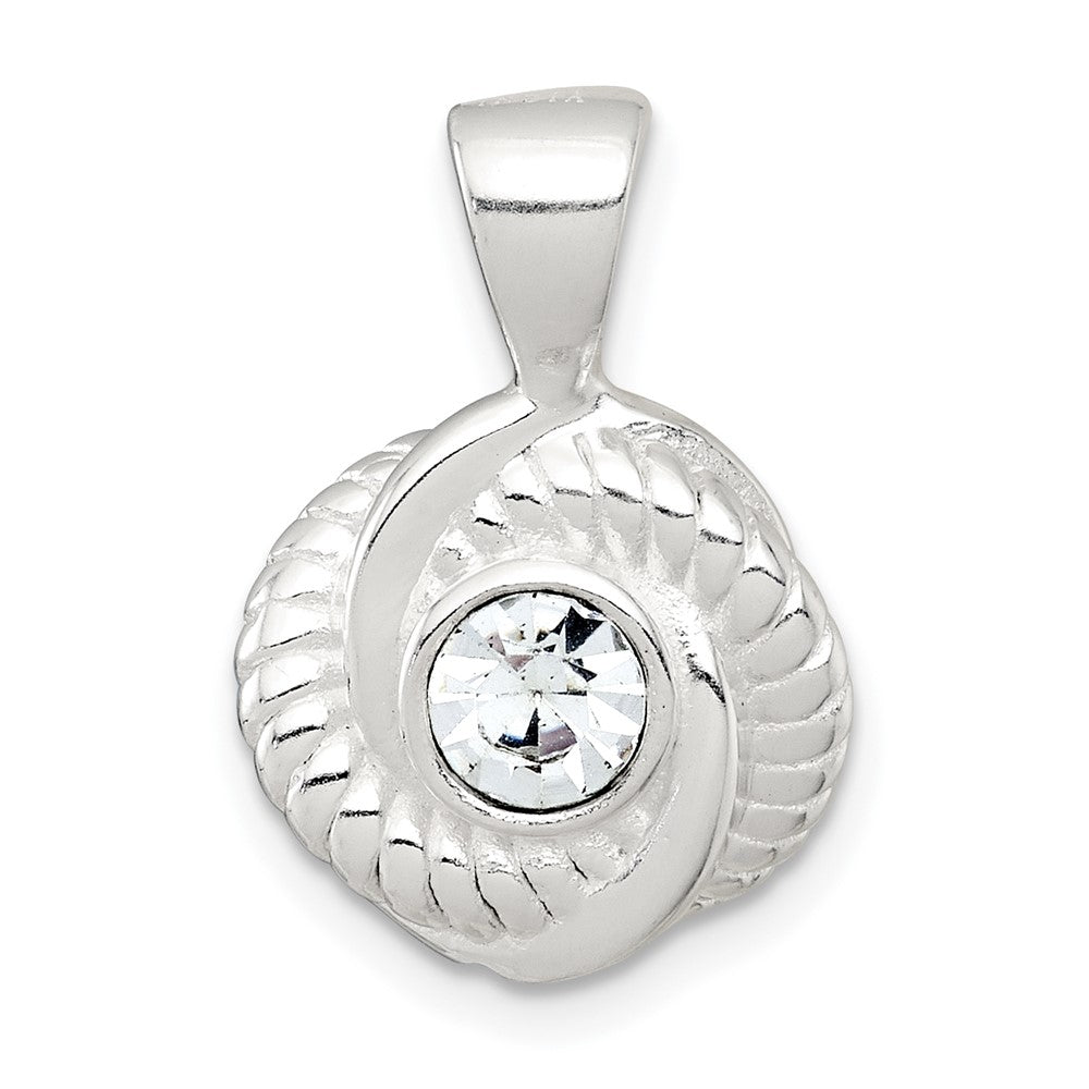 Sterlingsilber Poliert und Strukturiert Zirkonia Knoten Anhänger