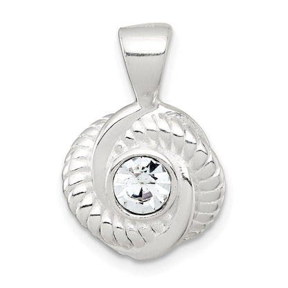 Sterlingsilber Poliert und Strukturiert Zirkonia Knoten Anhänger