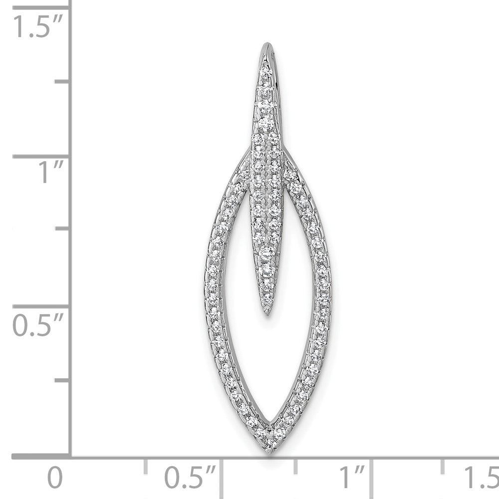 Sterlingsilber Rhodiniert Zirkonia Oval Anhänger