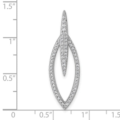Sterlingsilber Rhodiniert Zirkonia Oval Anhänger