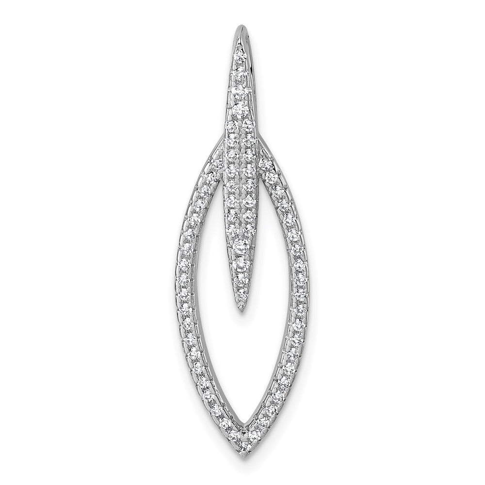 Sterlingsilber Rhodiniert Zirkonia Oval Anhänger