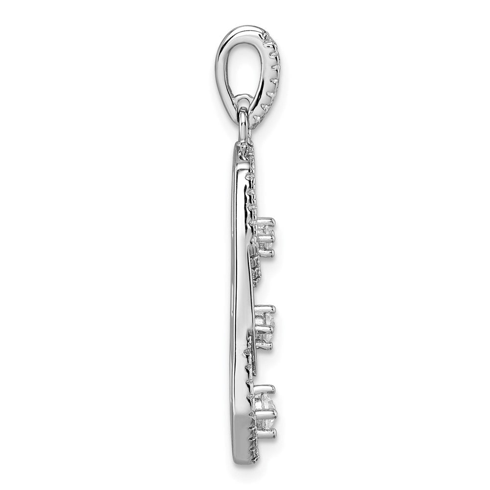 Sterlingsilber Rhodiniert Zirkonia 3 Pointed Anhänger