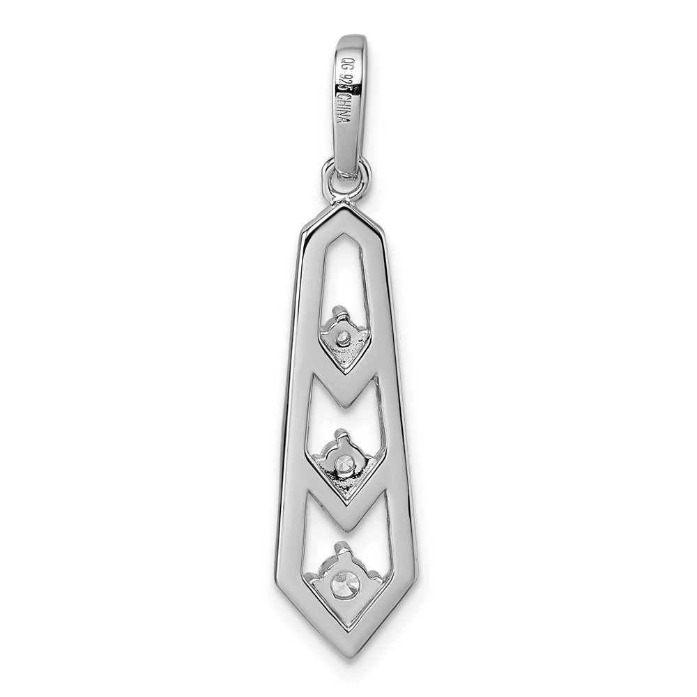 Sterlingsilber Rhodiniert Zirkonia 3 Pointed Anhänger