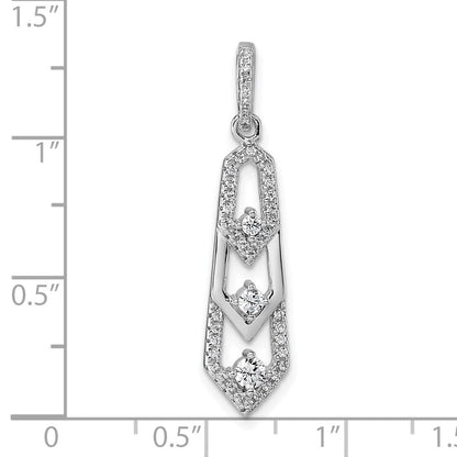 Sterlingsilber Rhodiniert Zirkonia 3 Pointed Anhänger