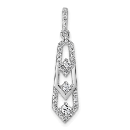 Sterlingsilber Rhodiniert Zirkonia 3 Pointed Anhänger