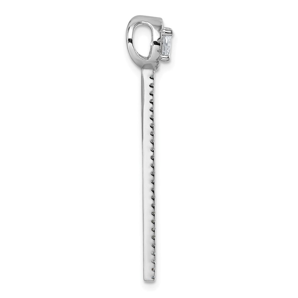 Sterlingsilber Rhodiniert Zirkonia Hängend Stab Kette Anhänger