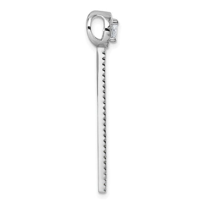 Sterlingsilber Rhodiniert Zirkonia Hängend Stab Kette Anhänger
