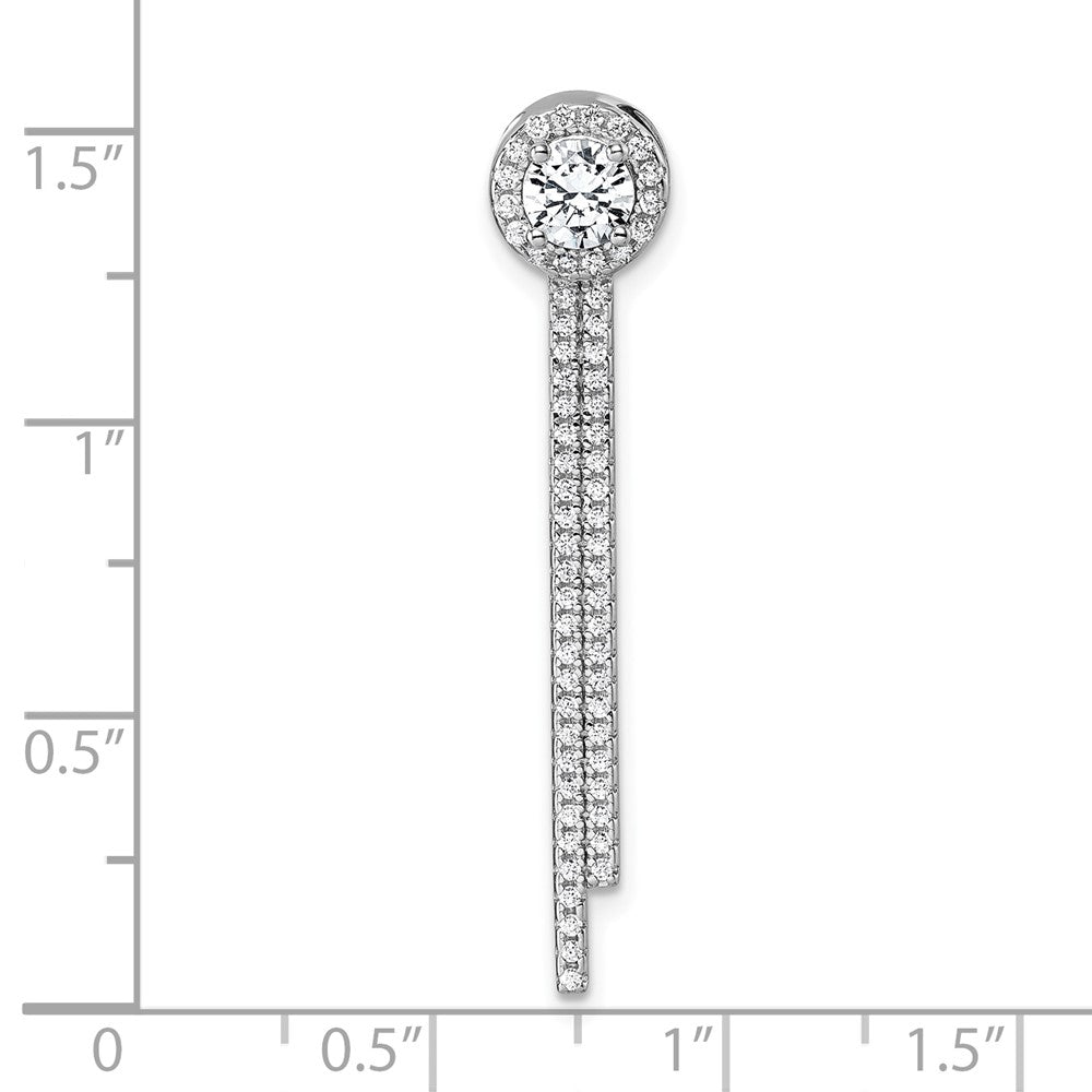 Sterlingsilber Rhodiniert Zirkonia Hängend Stab Kette Anhänger