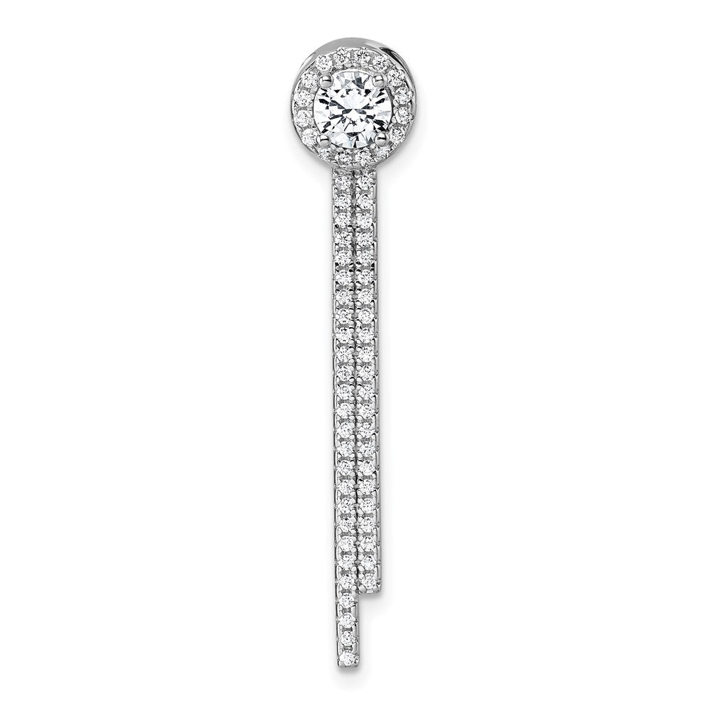 Sterlingsilber Rhodiniert Zirkonia Hängend Stab Kette Anhänger