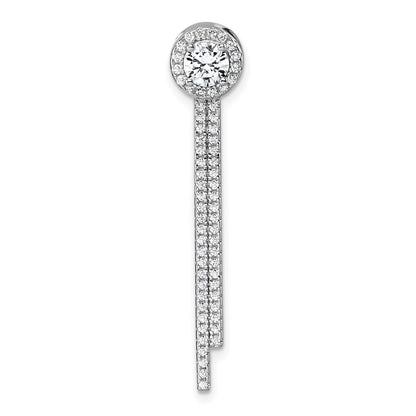 Sterlingsilber Rhodiniert Zirkonia Hängend Stab Kette Anhänger