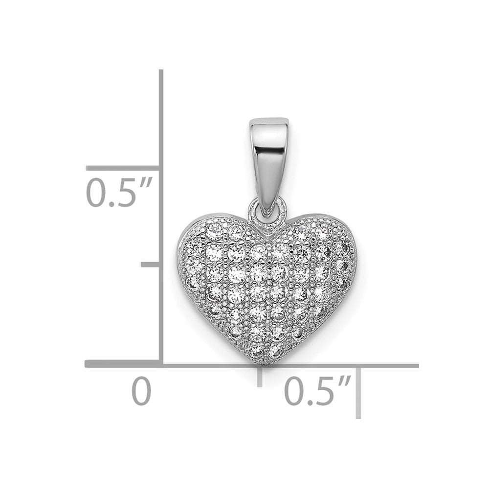 Sterlingsilber Rhodiniert Pavé Zirkonia Herz Anhänger