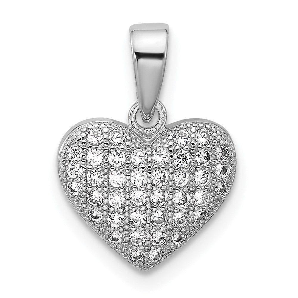 Sterlingsilber Rhodiniert Pavé Zirkonia Herz Anhänger