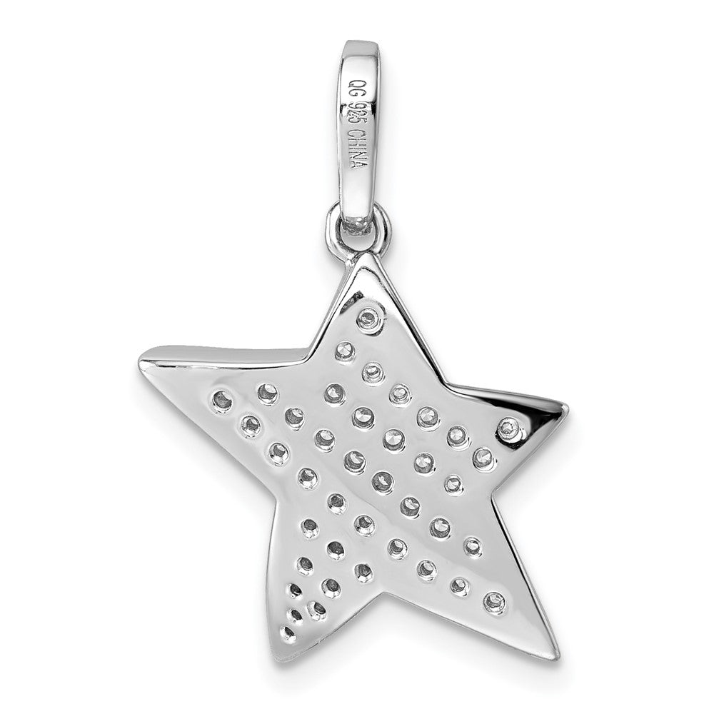 Sterlingsilber Rhodiniert Zirkonia Konkav Stern Anhänger