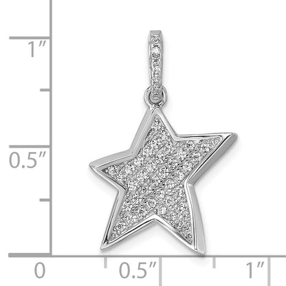Sterlingsilber Rhodiniert Zirkonia Konkav Stern Anhänger