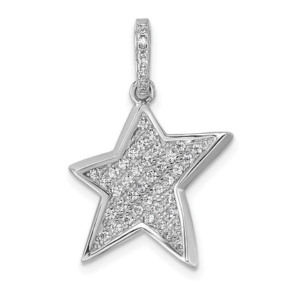 Sterlingsilber Rhodiniert Zirkonia Konkav Stern Anhänger