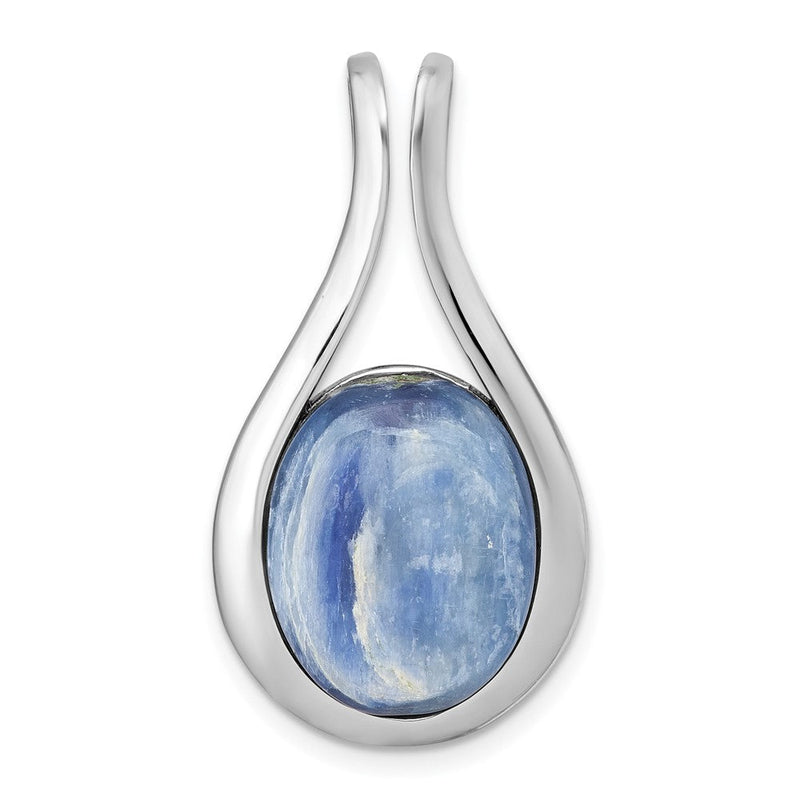 Sterlingsilber Rhodiniert-plat Poliert Oval Kyanite Tropfen Kette Anhänger