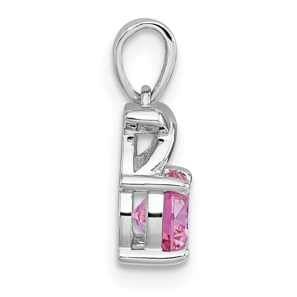 Sterlingsilber Rhodiniert Poliert Rosa Zirkonia X Anhänger