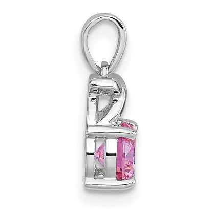 Sterlingsilber Rhodiniert Poliert Rosa Zirkonia X Anhänger