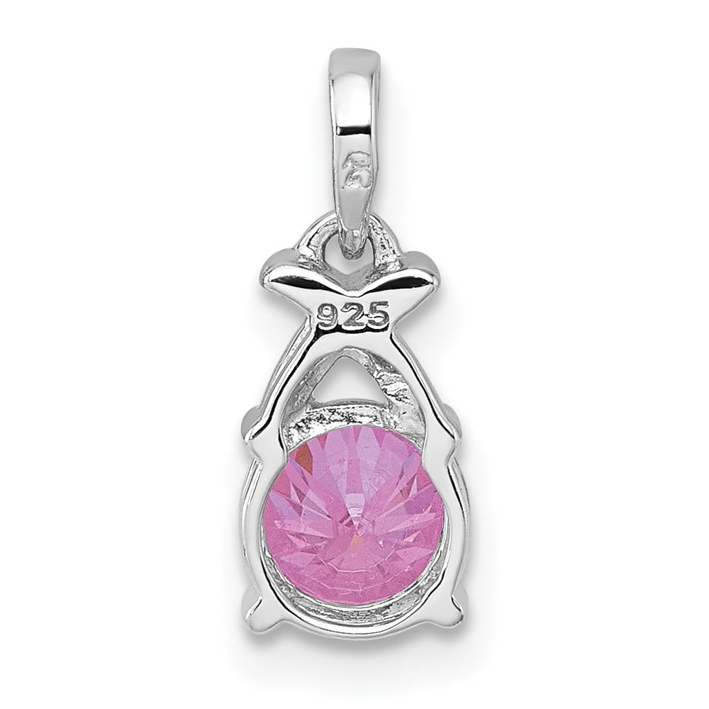 Sterlingsilber Rhodiniert Poliert Rosa Zirkonia X Anhänger