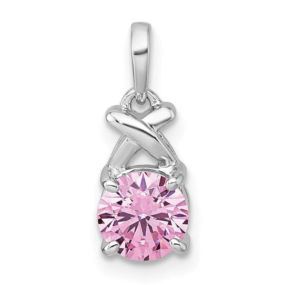 Sterlingsilber Rhodiniert Poliert Rosa Zirkonia X Anhänger