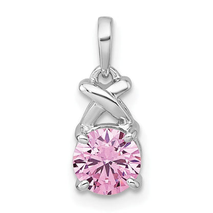 Sterlingsilber Rhodiniert Poliert Rosa Zirkonia X Anhänger