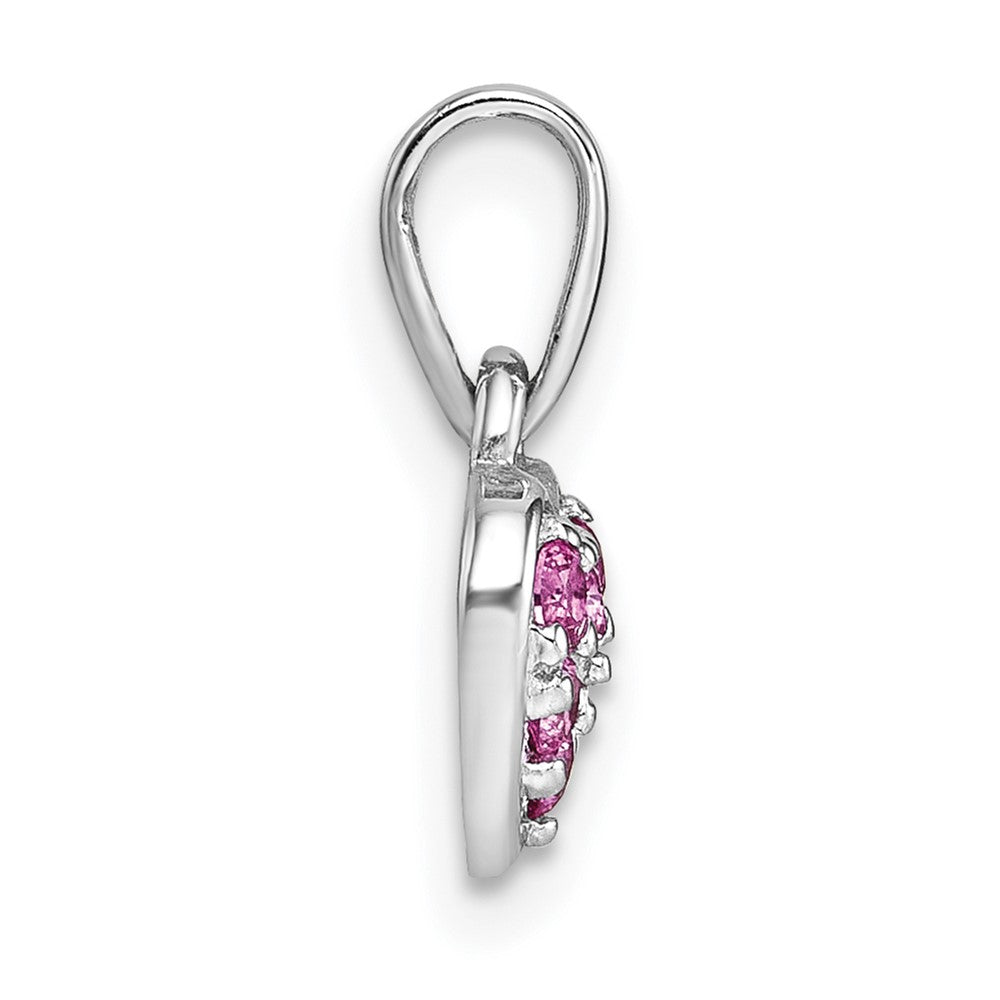 Sterlingsilber Rhodiniert Kinder Rosa Zirkonia Herz Anhänger