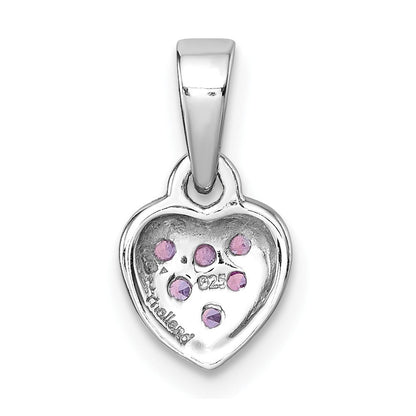 Sterlingsilber Rhodiniert Kinder Rosa Zirkonia Herz Anhänger