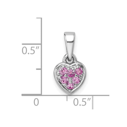Sterlingsilber Rhodiniert Kinder Rosa Zirkonia Herz Anhänger