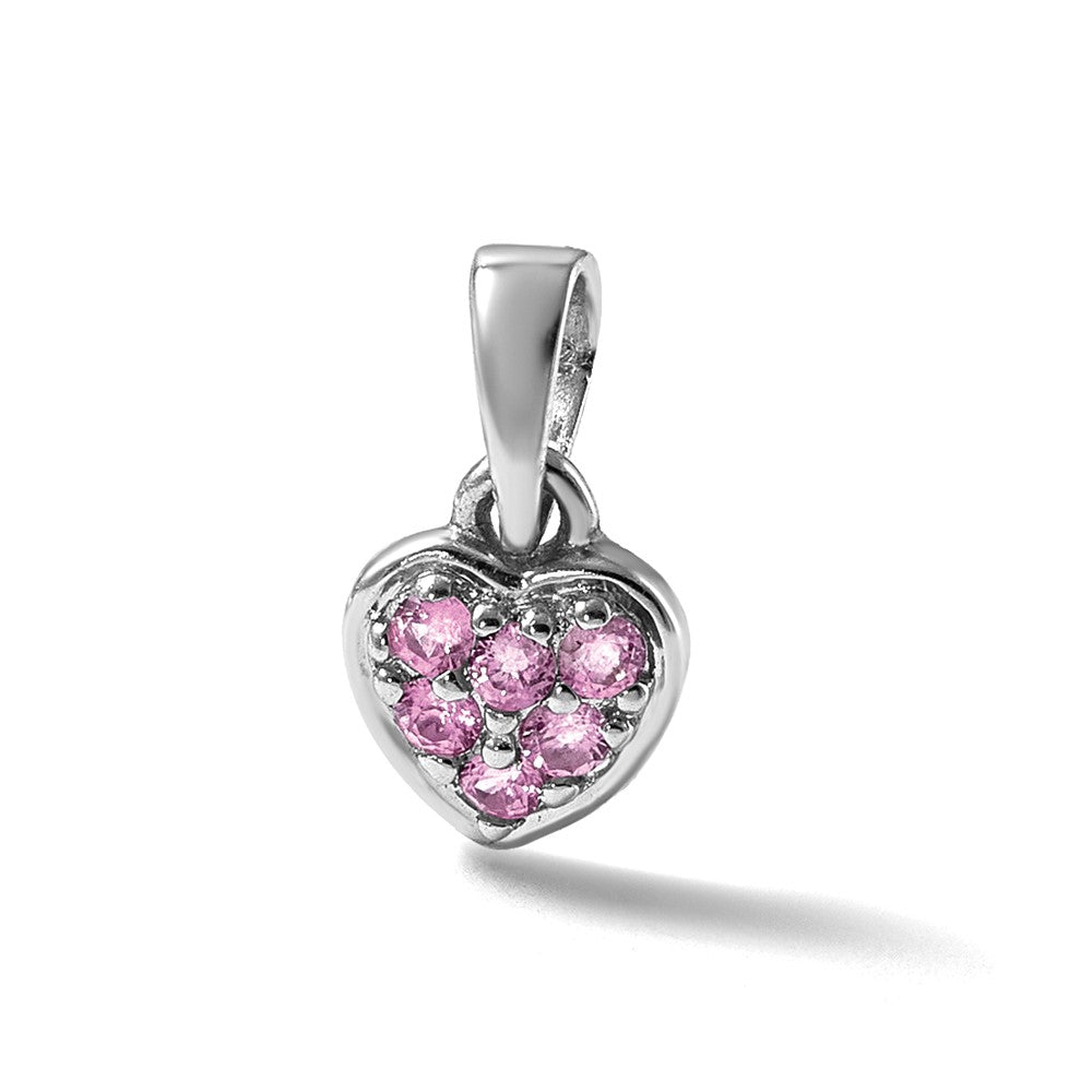 Sterlingsilber Rhodiniert Kinder Rosa Zirkonia Herz Anhänger