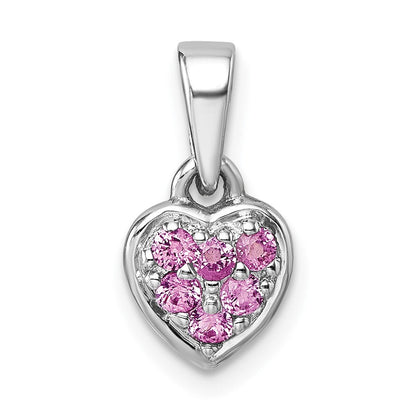 Sterlingsilber Rhodiniert Kinder Rosa Zirkonia Herz Anhänger