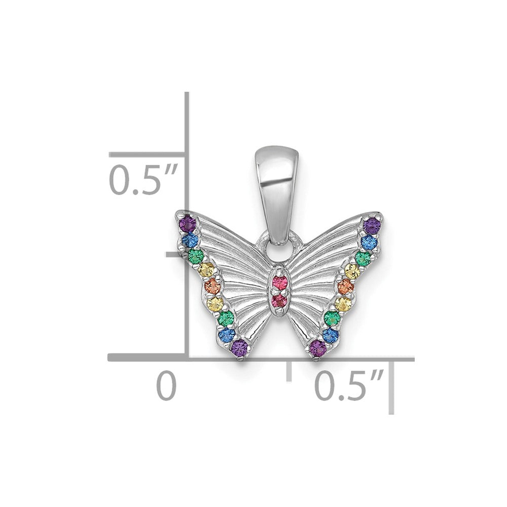 Sterlingsilber Rhodiniert-pl Farbe Nano Crystals Schmetterling Kinder Anhänger