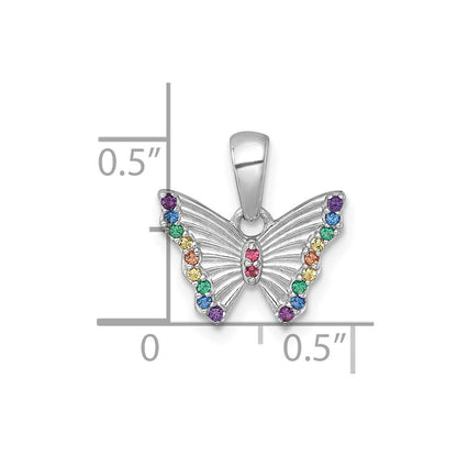Sterlingsilber Rhodiniert-pl Farbe Nano Crystals Schmetterling Kinder Anhänger